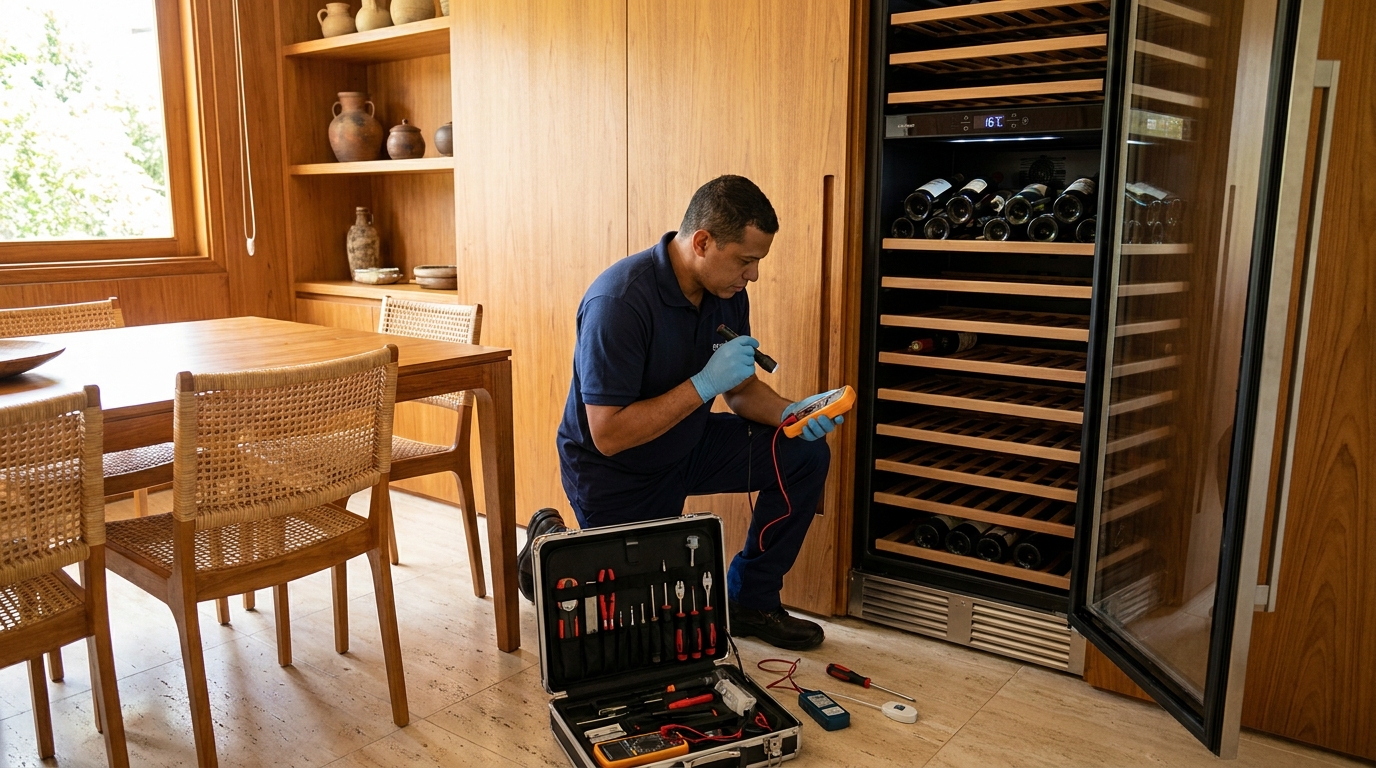 Ajuste de temperatura de adega climatizada no Areão, Taubaté‑SP