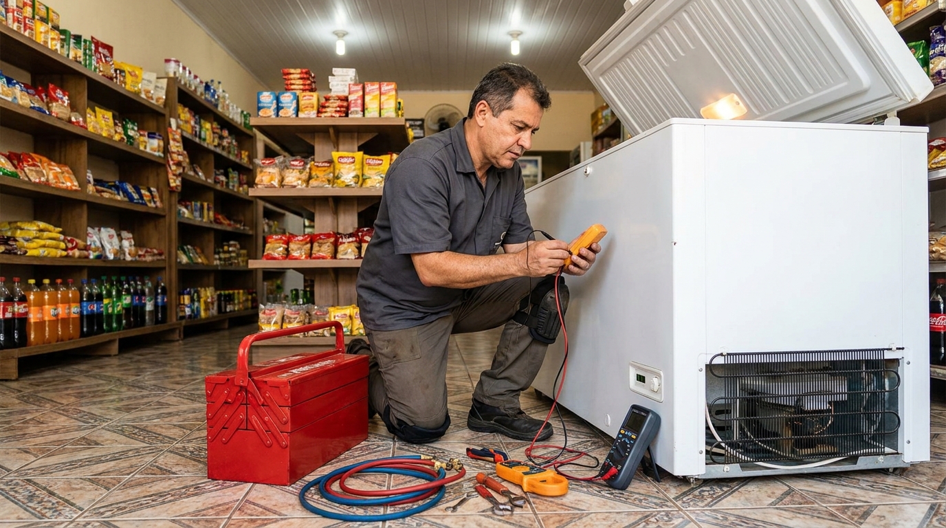 Recarga de gás em freezer no Capucho, Aracaju‑SE